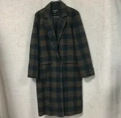 EGOIST ハンドメイド チェック ウール ロングコート 66のサムネイル