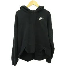ナイキ NIKE トレーナー パーカー チュニック M 黒 ブラック フード付き 長袖 スリット入り /MD ■GY58