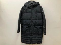 ティンバーランド ロングダウンコート フード付 無地 S黒 ナイロン 