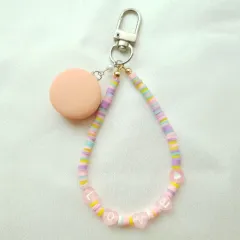 ハンドメイド マカロン LOVE ビーズ キーホルダー 携帯ストラップ