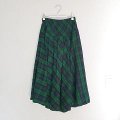 極美品✳︎エスプリドール チェックスカート（F）青 緑 ロング フレア 