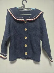 ネイビー セーラー カラ ニット カーディガン