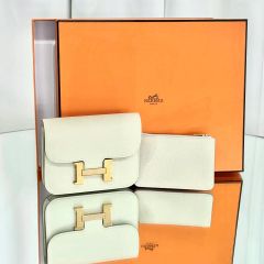 新品 HERMES コンスタンス コンパクト スリム ブルーペール×ゴールド 