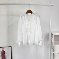 美品》DES PRES メランジストライププリント カシュクールブラウス M 