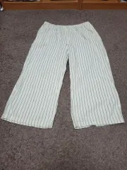 ユニクロ ボーダー柄 ワイド パンツ アイボリー 3XL