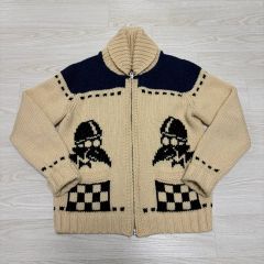 道楽・DOULUCK・evisu・カウチンセーター・バス柄・ブラック・サイズ38