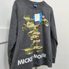 140 ディズニー ミッキーマウス カモフラージュ 起毛 スウェット (新品)