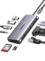 UGREEN USB C ハブ 10-in-1 USBハブ Type-C 4K HDMI& VGA出力 100W Power Delivery 1Gbps ギガビットイーサネット LAN ポート3*USB 3.0ポート 3.5mmポート SD/Mic ...