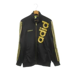 アディダスネオ adidas neo LABEL ジャージ ジャケット スポーツウエア L 黒 ブラック ゴールドカラー 長袖 スタンドカラー ロゴデザイン /AH34 ■ECA002