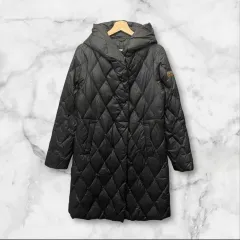 DIESEL ブラック ウエスト絞り フード ロング ダウン ジャケットのサムネイル