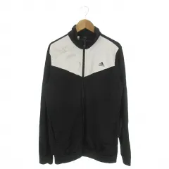 アディダス adidas ジャケット ジャージ スポーツウエア 14-15Y 170cm 黒 ブラック スタンドカラー ジップアップ 切替 ロゴ /MN14 ■ECA002