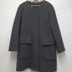 INED イネド】グレー ノーカラージャケット 7/S ダウンコート【p2 