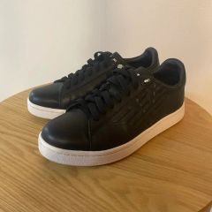 新品【EA7 エンポリオアルマーニ】イーグルロゴ レザースニーカー黒