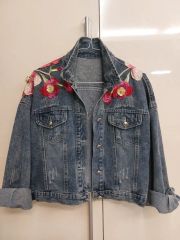 BLUGiRL JEANS デニムジャケット Gジャン ブルーガール 薔薇 総柄 