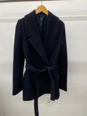 Theory セオリー カシミヤ ショート丈コート 黒 ベルト Aライン M