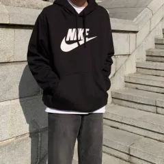 ナイキ ブラック スウッシュ フードTシャツ