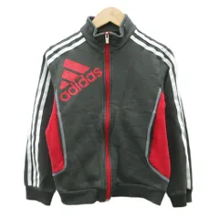 アディダス adidas ブルゾンジャケット ジップアップ ミドル丈 ライン 140 チャコールグレー /HO59 ■ECD001