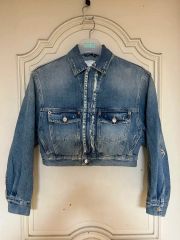 美品】バレンシアガ ネックロゴ オーバーサイズ デニムジャケット 34