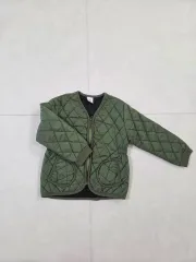 子供用 ノーカラー カーキ キルティング ジャケット