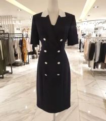 タグ付】パメオポーズ セーラー風ワンピース フリルカラー M 黒 白