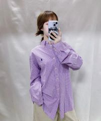 ラルフローレン ギンガムチェック 長袖シャツ ポニー刺繍 細身