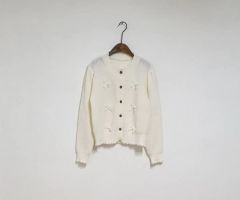 SONO レイヤード ニット カーディガン ホワイト パールボタン ペプラム