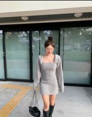 andmary Leah muffler mini dress pinkgray - メルカリ