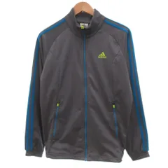 アディダス adidas ジャージ トラックジャケット ブルゾン S ジップアップ グレー 青 ブルー /JS ■ECA001