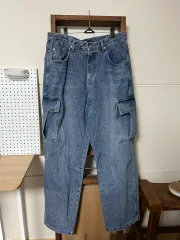 メンズ ワイド ビッグポケット デニム (L)