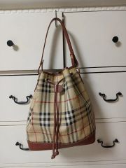 ⭐極美品⭐Burberrys ノバチェック 巾着 ショルダーバッグ ホースロゴ