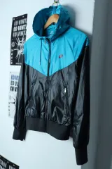 W(S) NIKE ジップアップ ウィンドブレーカー アウター ジャケット ウィンドランナー ブルー-154C5