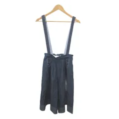 ポンポネット キュロットパンツ デニム L ブルー 無地 サスペンダー付き /NP ■ECA004