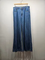 JAJU デニム ズボン ワイド デニム パンツ 28