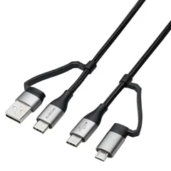 エレコム 充電ケーブル 4in1 [USB-C or USB-A] → [USB-C or microB] USB PD対応 最大60W 3A 急速充電 変換アダプタ付き Android各種対応 1m ブラック 【iPhone 16 シリーズ 対応検 ...