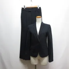 コムサイズム COMME CA ISM ストライプ柄 ジャケット パンツ スーツ セットアップ S 濃紺 ネイビー 春夏用