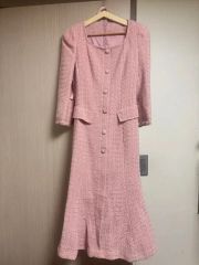 クリスチャンディオール ワンピース 半袖 レーヨン リネン 麻 スタッズ