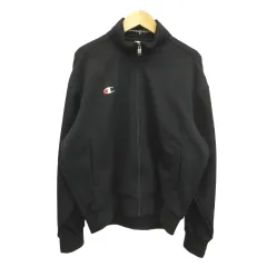 チャンピオン CHAMPION トラックジャケット ジャージ トップス 上着 L 黒 ブラック スポーツウェア 無地 スタンドカラー 長袖 /GR ■GY99