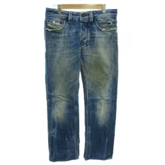 ディーゼル DIESEL デニムパンツ ダメージジーンズ ストレート 28 インディゴブルー /YJ ■GY61