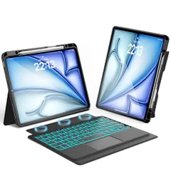 【2026新登場】iPad Air 13インチ ケース キーボード (M4 2026,M3 2025,M2 2024)対応 横/縦置き タッチパッド付き iPad Pro 12.9 キーボード ケース (第6/5/4/3世代)兼用 磁気分離式 マルチペアリンm