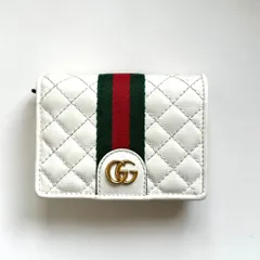 グッチ　GUCCI 二つ折り財布　ダブルG シェリーライン　キルティング　ホワイト