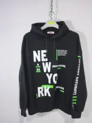 黒色 NEW YORK プリンティング WHO フードTシャツ