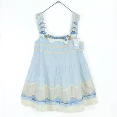 【極美品紙タグ有！】ピンクハウス★ブルーベリーモチーフが可愛い♪ ピコフリルたっぷりチュニック・ミニワンピース サックスブルー系 z19532