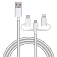 エレコム スマートフォン用USBケーブル 3in1 microUSB+Type-C+Lightning 1.2m ホワイト 【iPhone 16 シリーズ 対応検証済】 MPA-AMBLCAD12WH