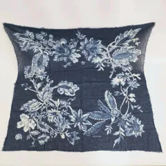 【美品】45R 大判 ストール 風呂敷 45R 風呂敷 ショッパー ネイビー×レッド 大判ファブリック スカーフに