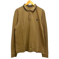 フレッドペリー FRED PERRY M3636/P96/1950 ポロシャツ ワンポイント ロゴ刺繍 鹿の子 長袖 L ベージュ