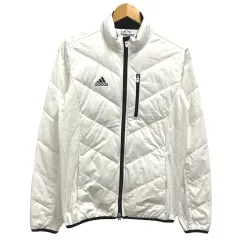 アディダス adidas ×TaylorMade ダウンジャケット ブルゾン ジップアップ ロゴ プリント S/P 白 ホワイト