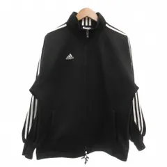 アディダス adidas ジャケット ジャージ M 黒 ブラック 長袖 スタンドカラー 3本ライン /ML ■ECF003