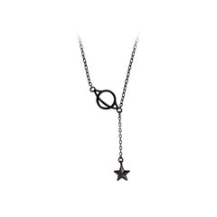 ete】星型 スターネックレス ステンレス 0.01ct 刻印あり ブラック 
