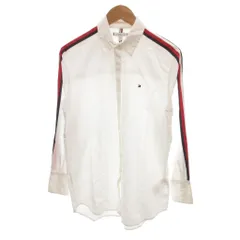 トミーヒルフィガー TOMMY HILFIGER 美品 シャツ 34 白 レギュラーカラー 長袖 サイドライン /IL ■ECG004