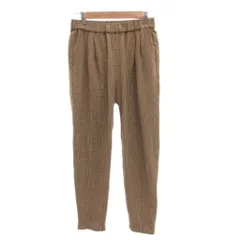 グリーンレーベルリラクシング ユナイテッドアローズ green label relaxing パンツ 34 ベージュ チェック柄 ギャザーウエスト タック入り /TL ■ECG004
